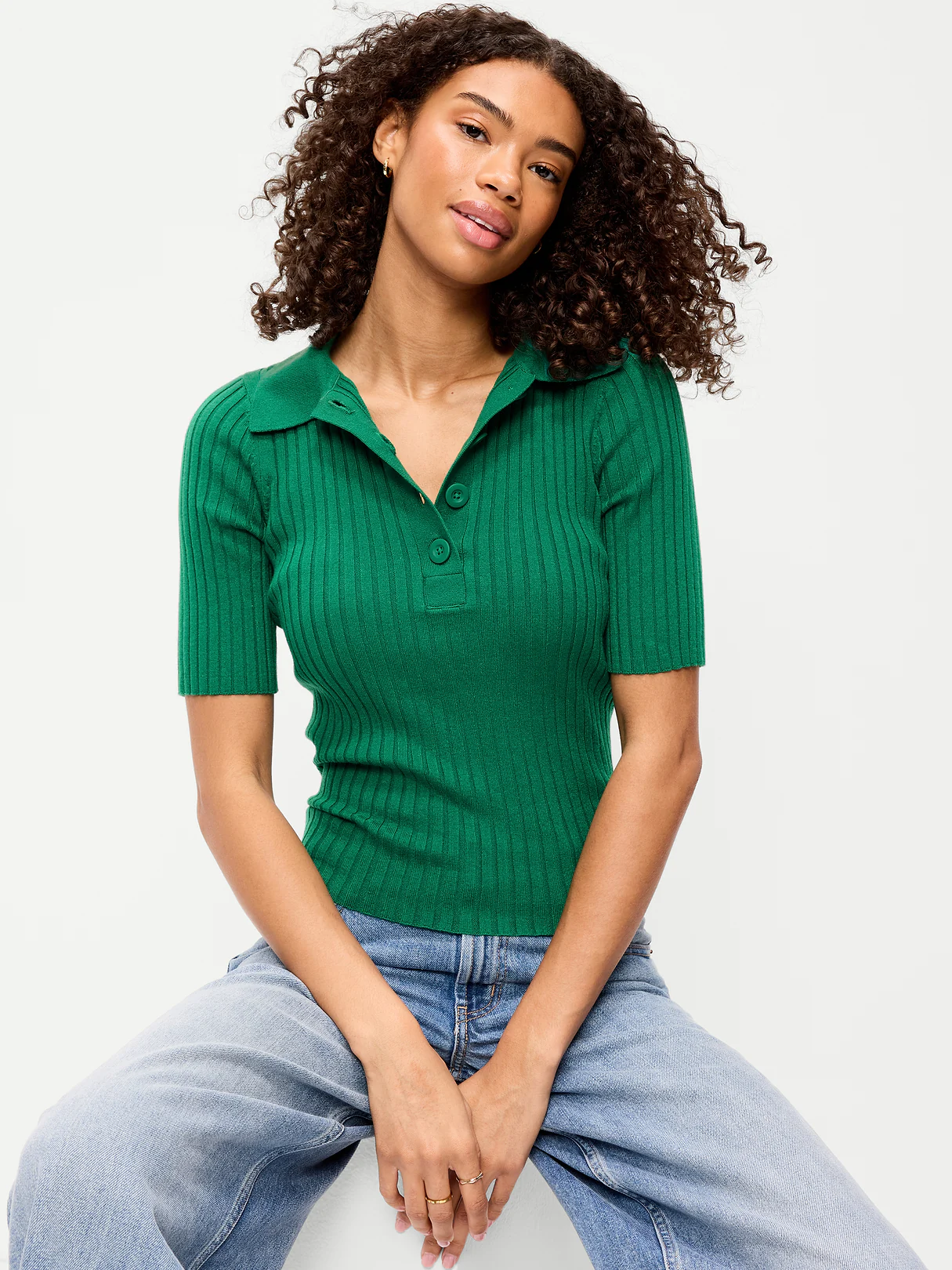 Short-Sleeve Ribbed Polo - Rainforest Jewel