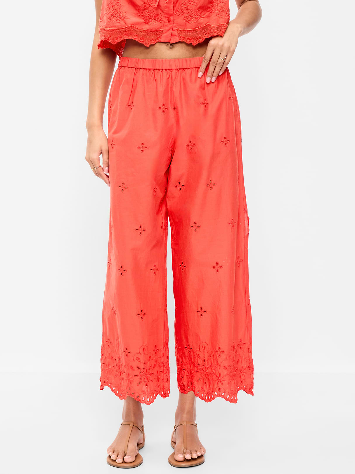High-Waisted Cut Out Wide-Leg Pant - Moonfish Orange
