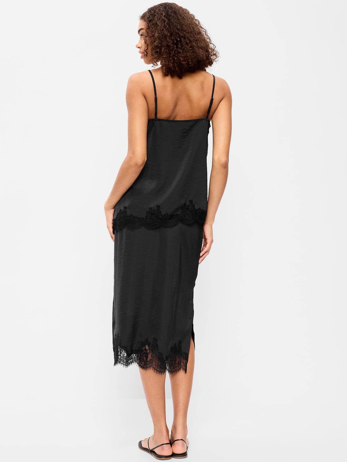 Lace Slip Midi Skirt - Black Jack