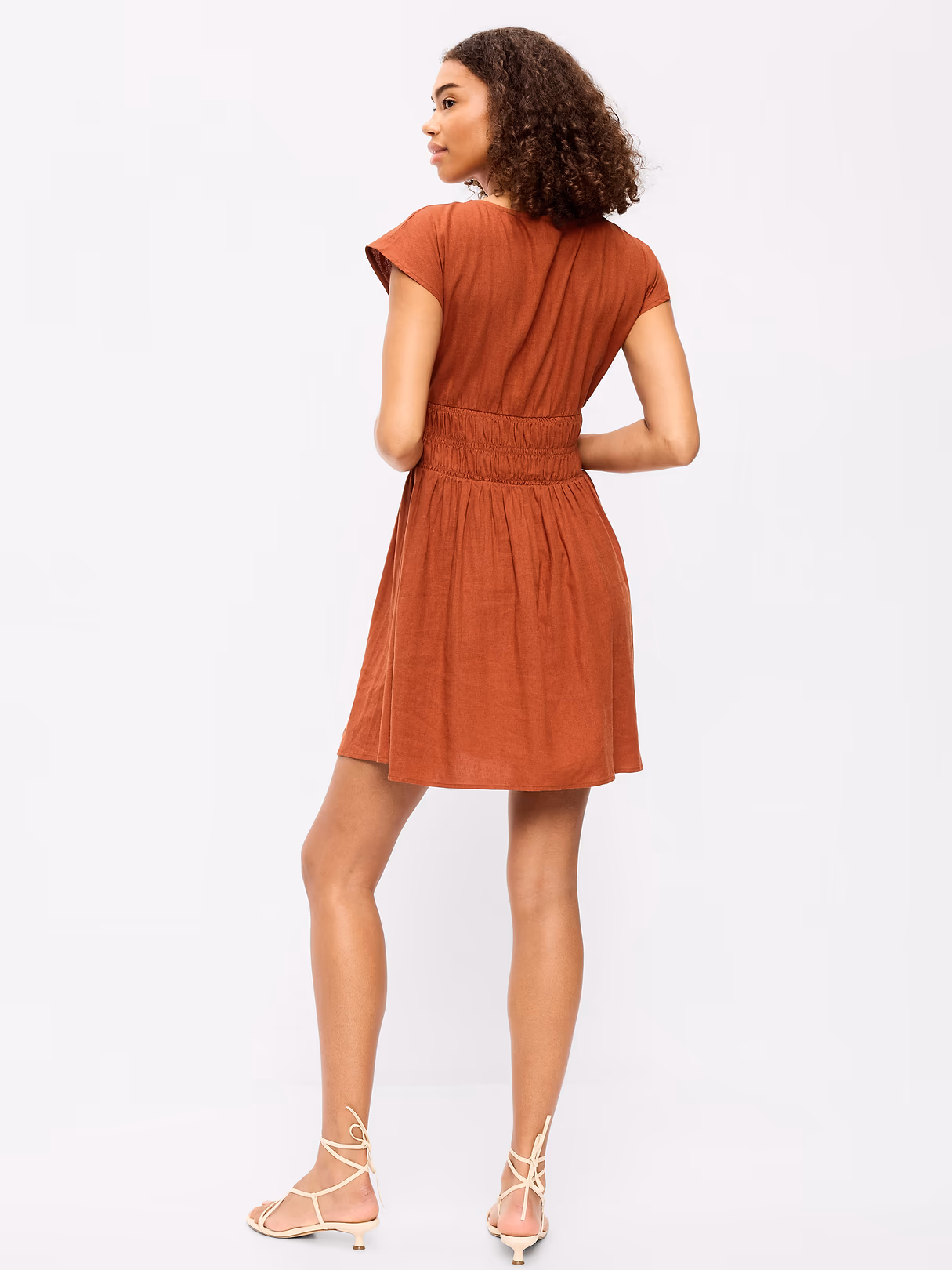 Smocked-Bodice Fit & Flare Mini Dress - Russet Moon