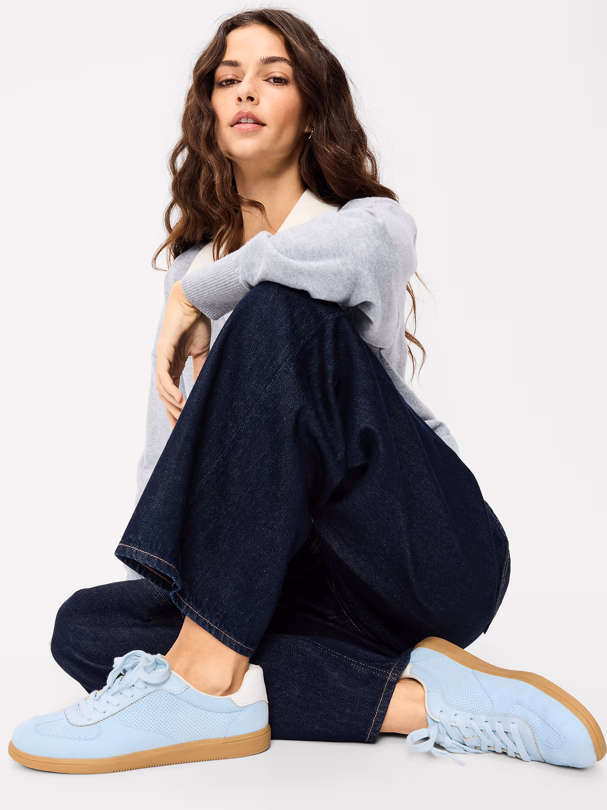 Lace-Up Sneakers - Light Blue
