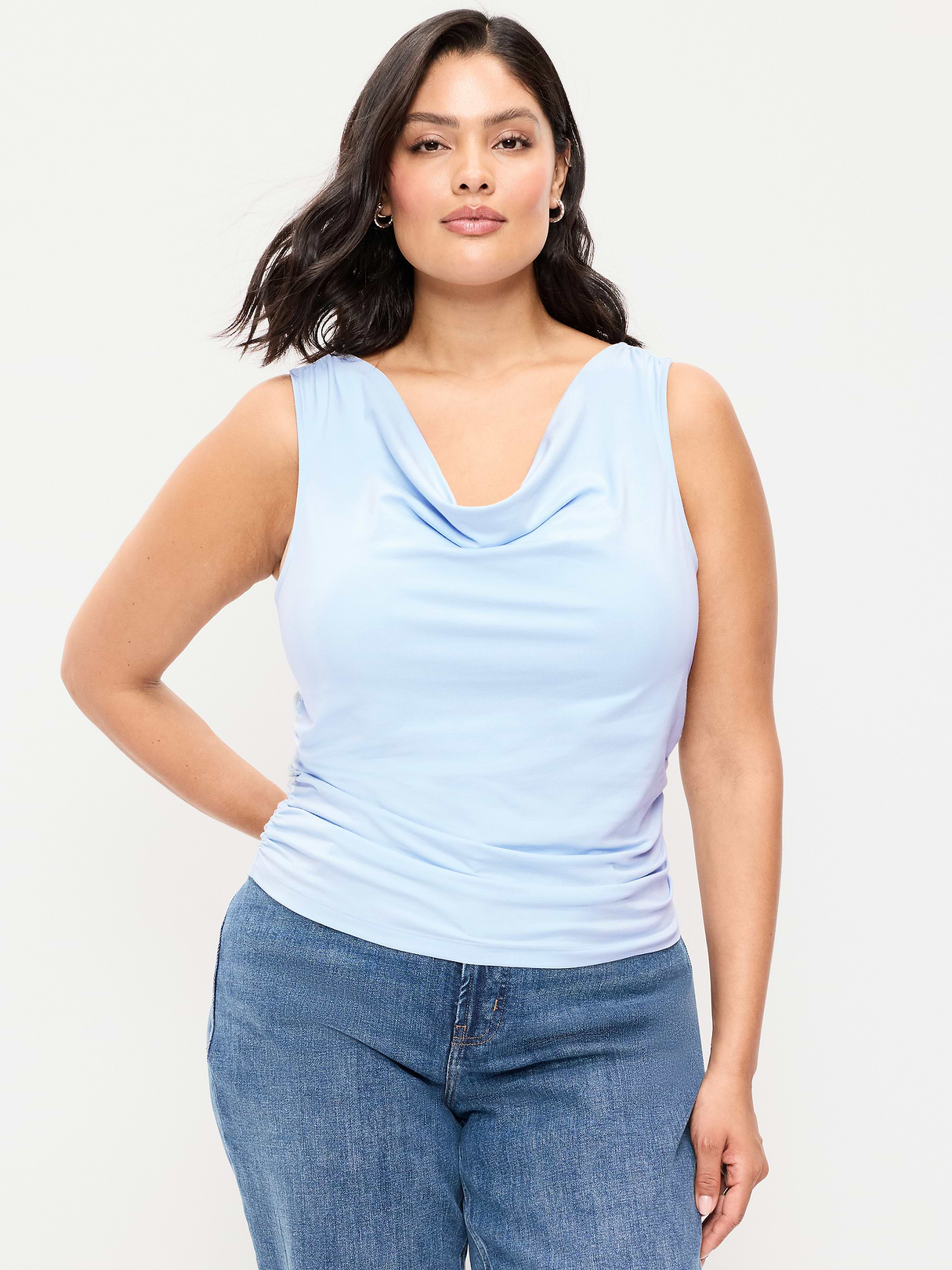 Asymmetrical Side-Cinch Tank Top - Sky Maintenance