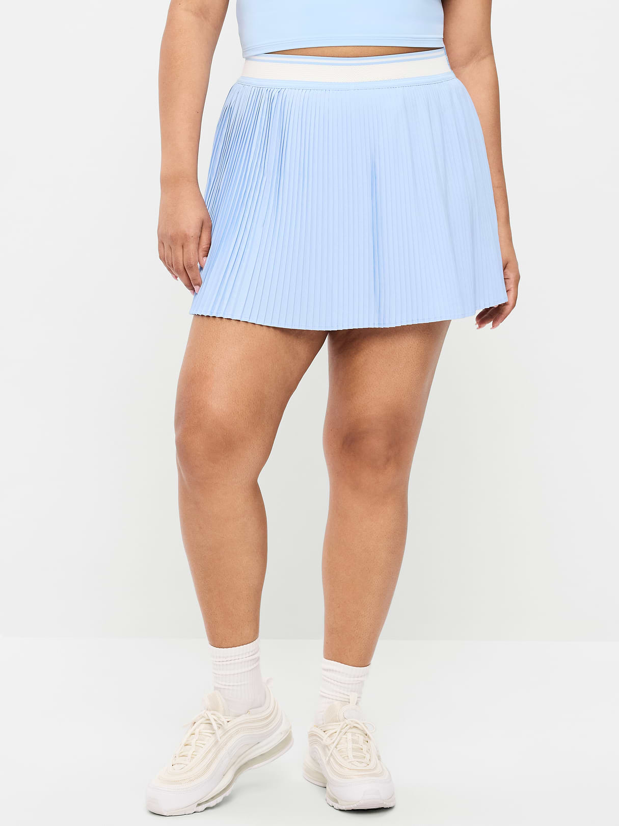 Extra High-Waisted Micro-Pleated Skort - Monet Blue