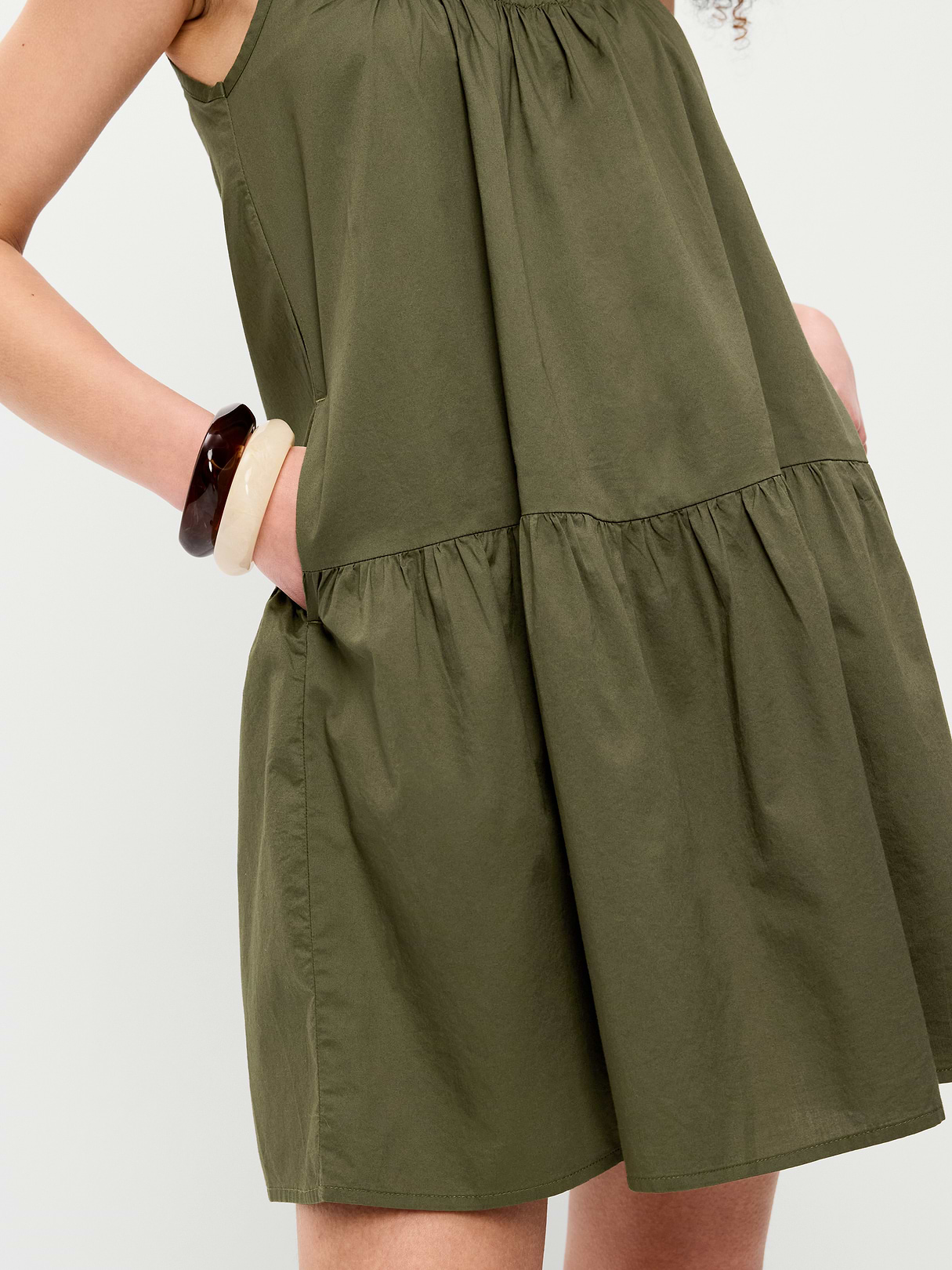 Drop-Waist Swing Mini Dress - Heritage Green