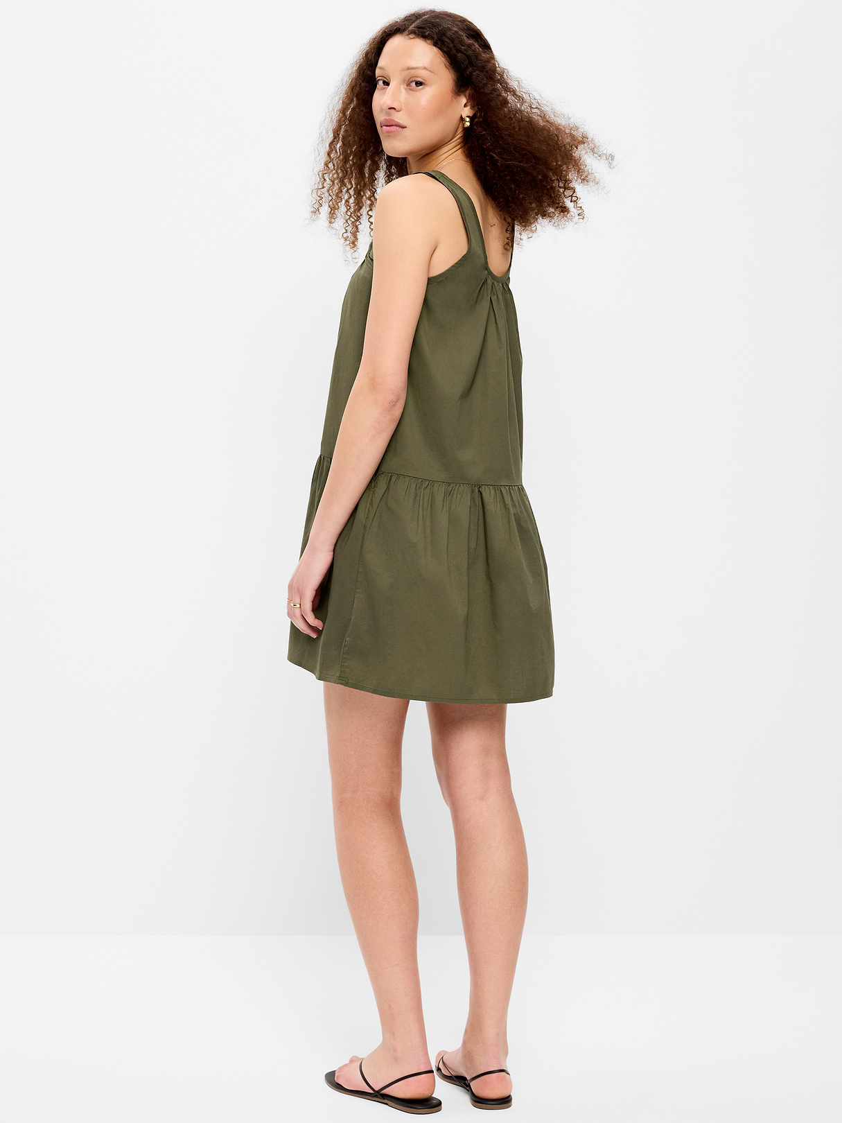 Drop-Waist Swing Mini Dress - Heritage Green