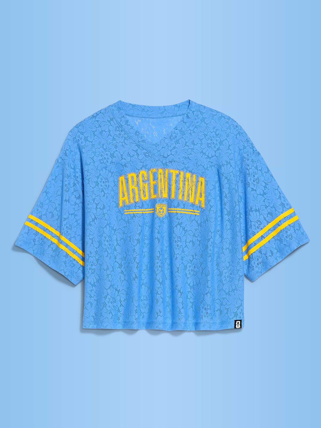 FIFA World Cup 26™ France Boxy Lace V-Neck T-Shirt for Women - Argentina