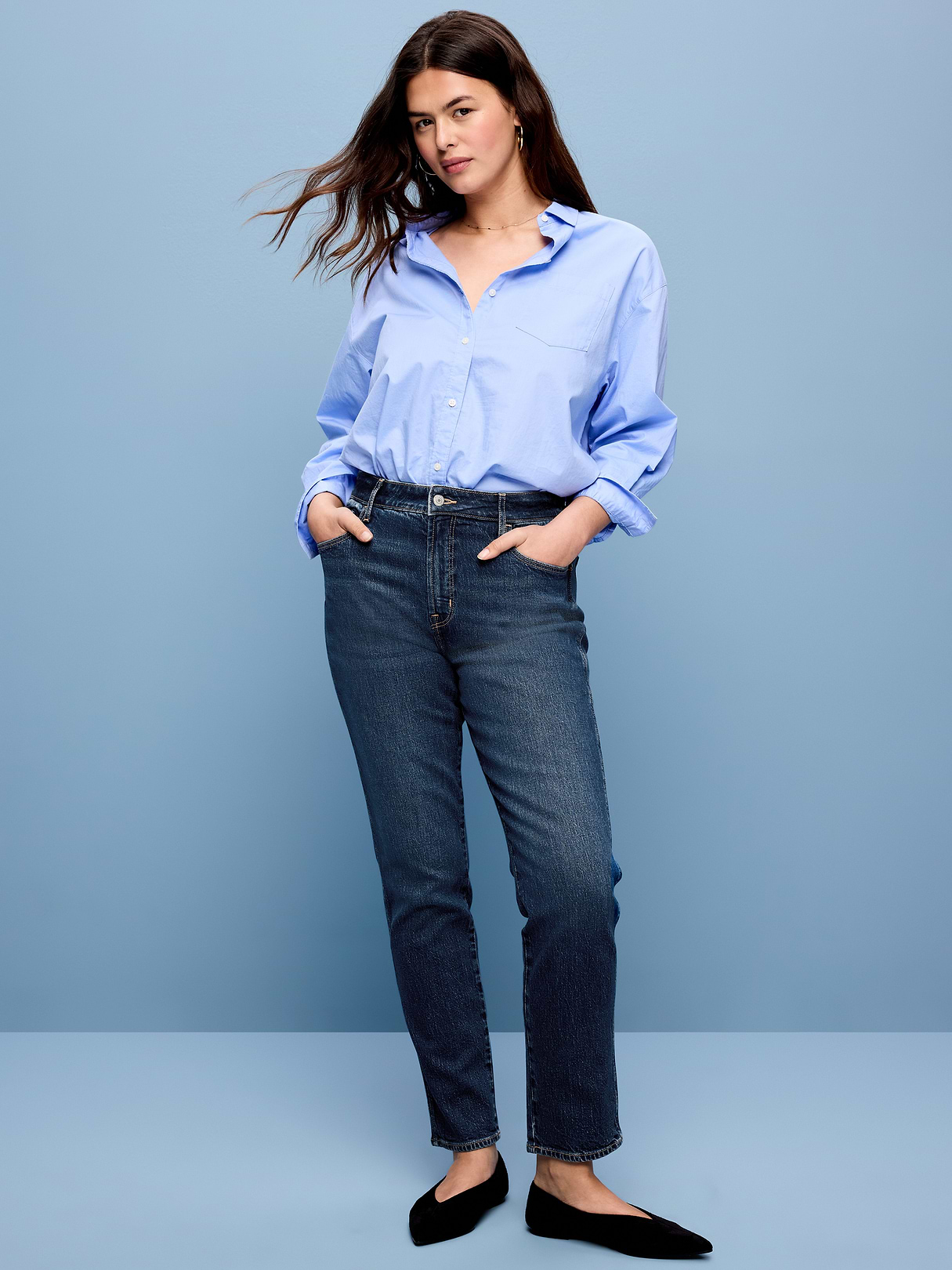 High-Waisted Vintage Slim Jeans - Dark Indigo