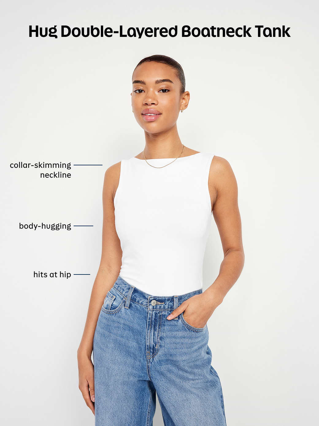Hug Double-Layer Boatneck Top - Black Jack