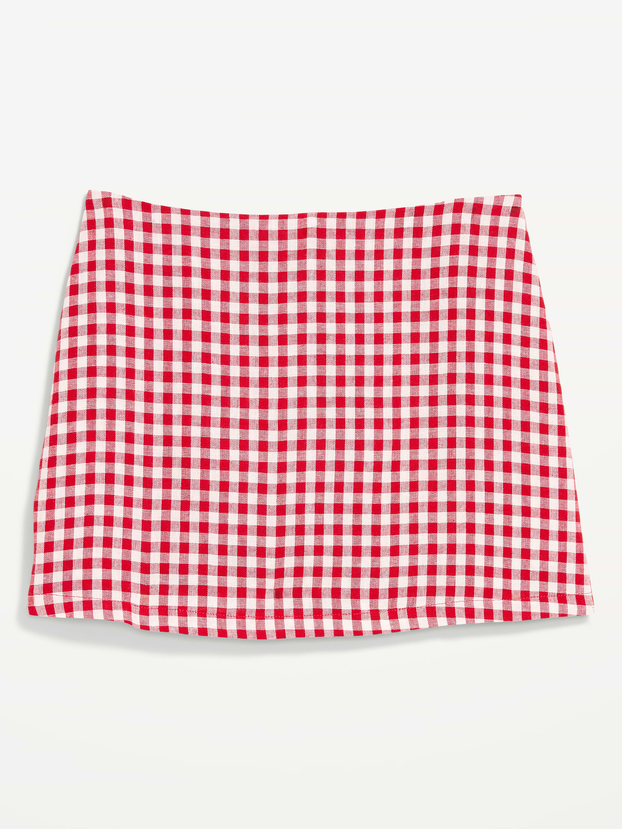 Linen-Blend Micro Skort - Red Gingham
