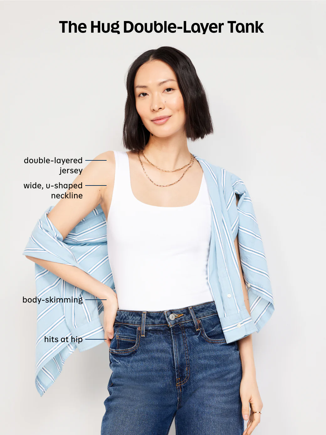 Hug Double-Layer Scoop-Neck Tank Top - Mocha Taffy