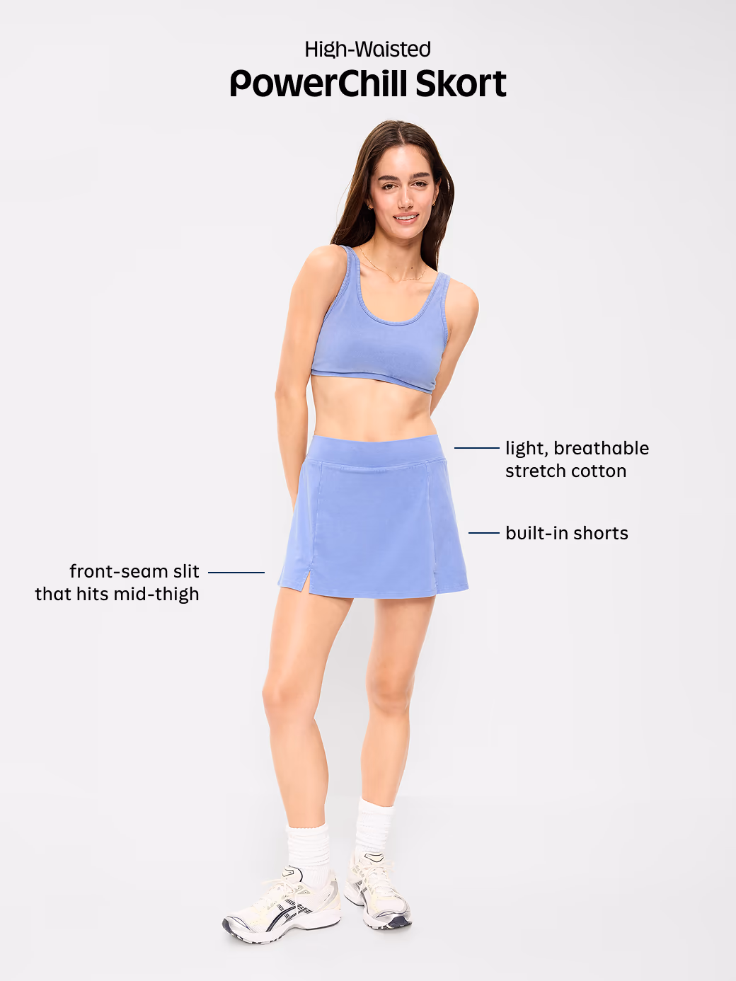 High-Waisted PowerChill Skort - Lobelia Blue