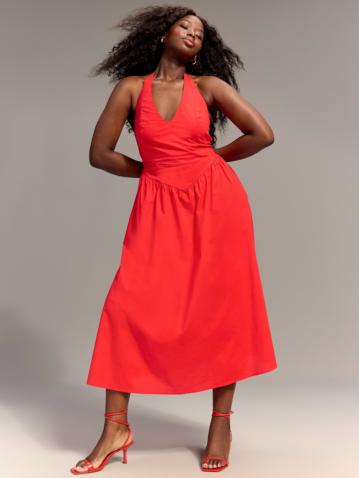 Old Navy x Christopher John Rogers Halter Drop-Waist Dress - Red Aloud
