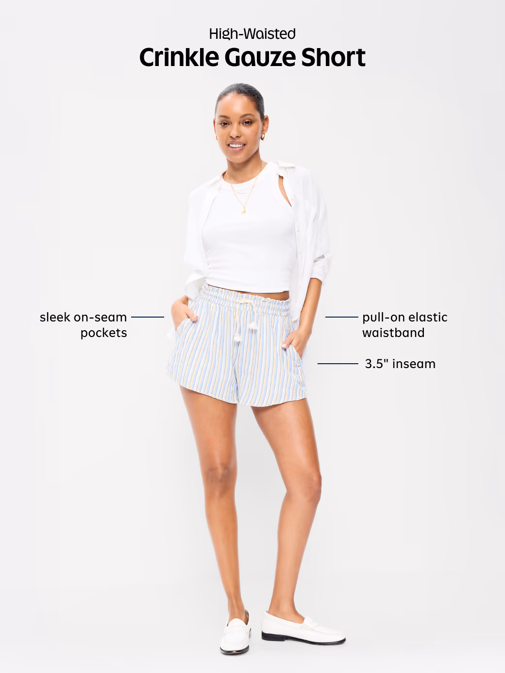 High-Waisted Crinkle Gauze Shorts - Sandstorm