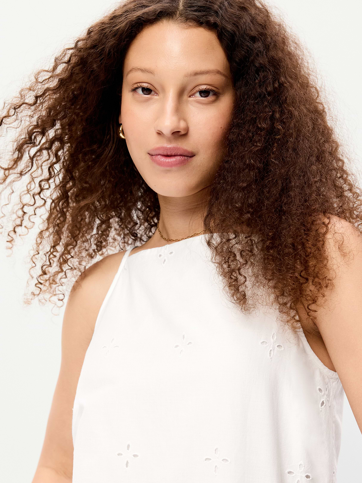 Linen-Blend Apron-Neck Mini Shift Dress - White Lilies