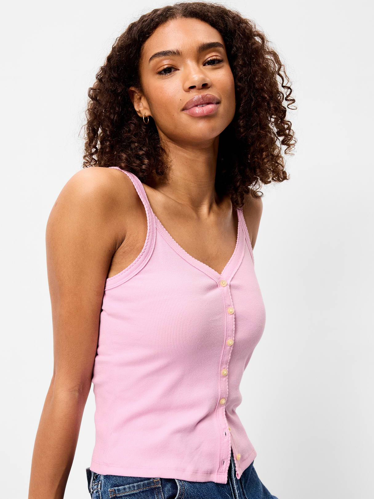 Button-Front Cami Tank Top - Bergamot