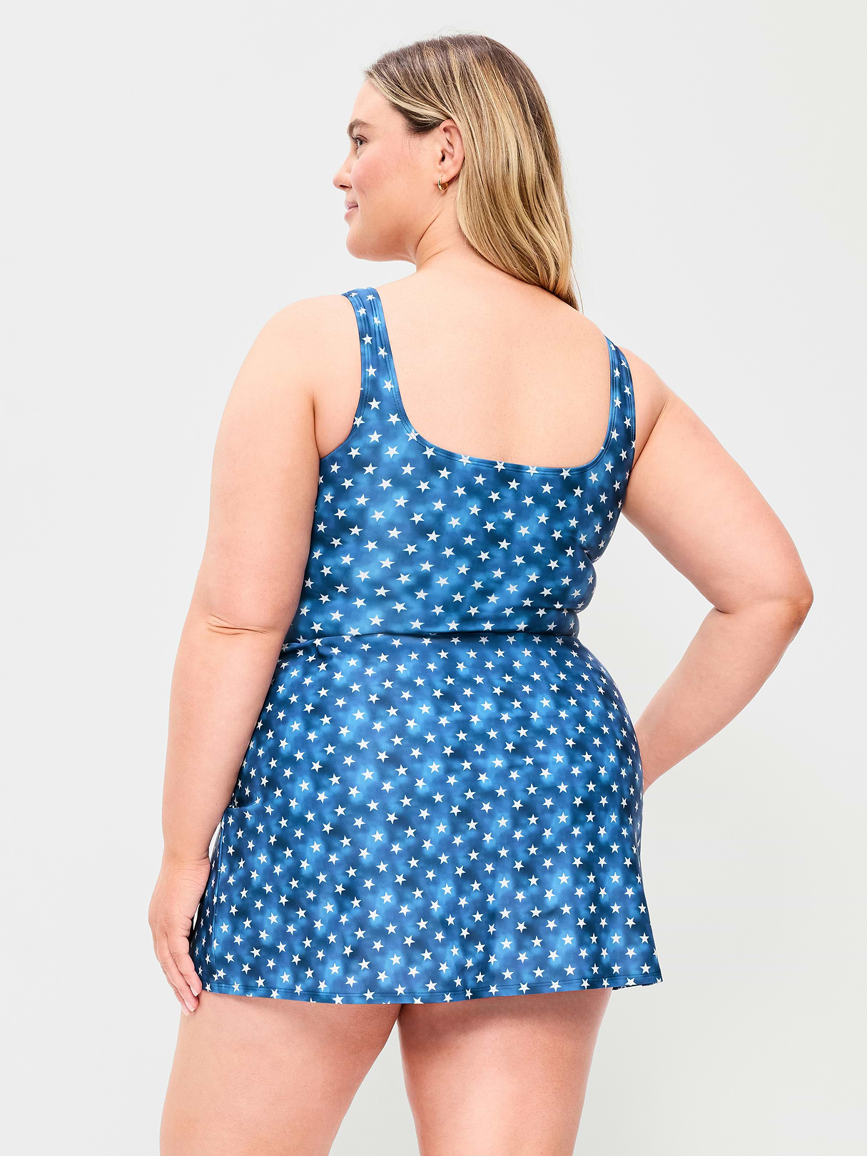 Pique Side-Tie Swim Dress - Stars