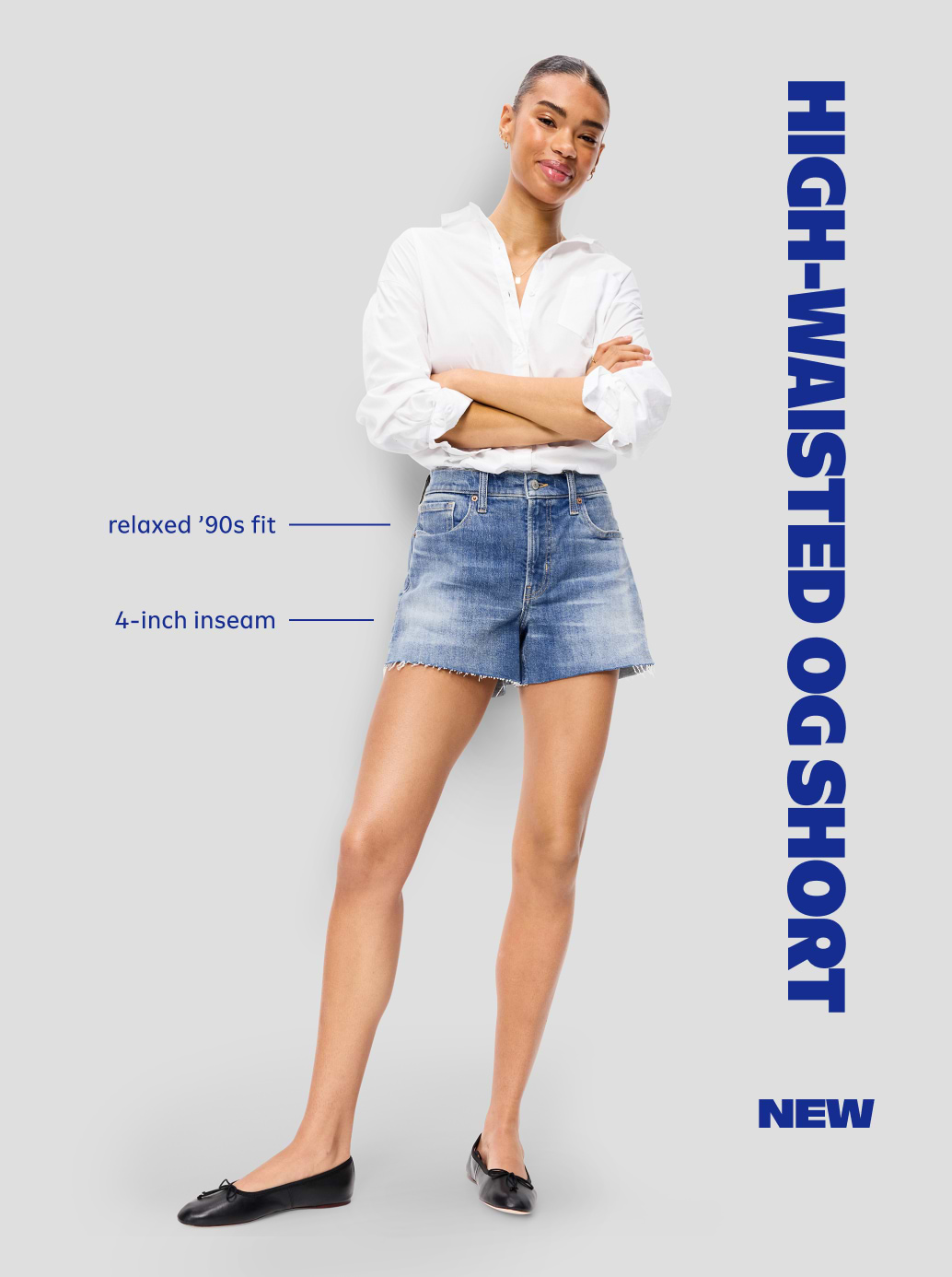 High-Waisted OG Jean Shorts -- 4-inch inseam - Panther