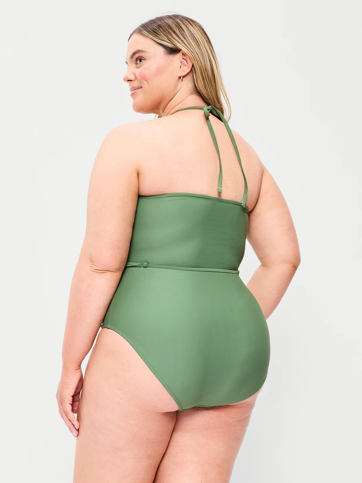 Strapless Belted One-Piece Swimsuit - Green Fern