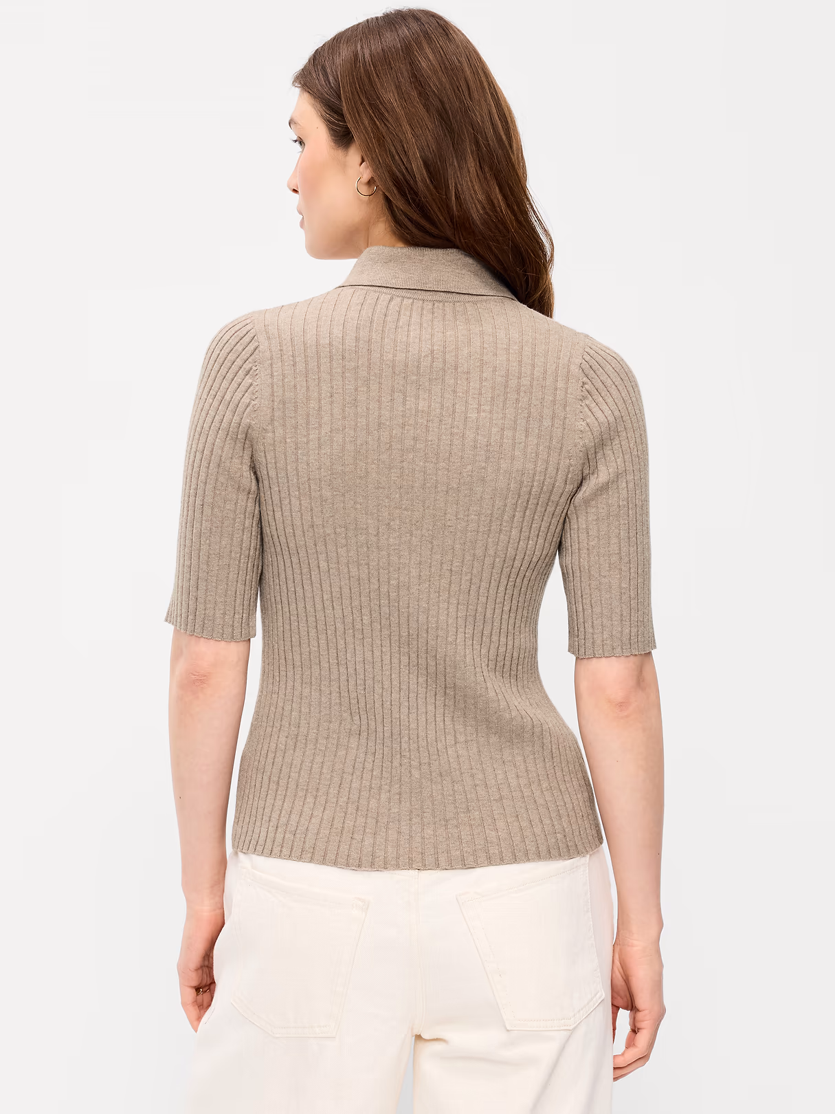 Short-Sleeve Ribbed Polo - Mushroom