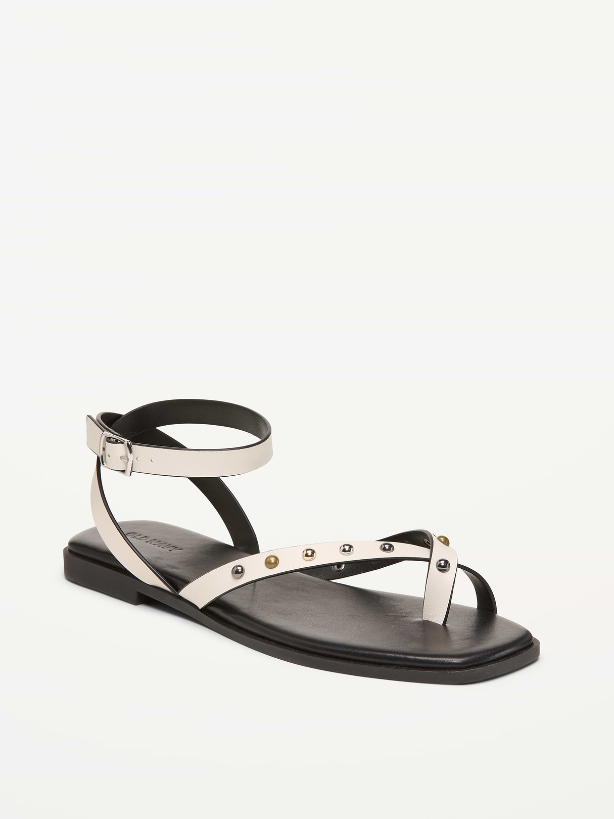 Studded Toe-Strap Sandals - Bone