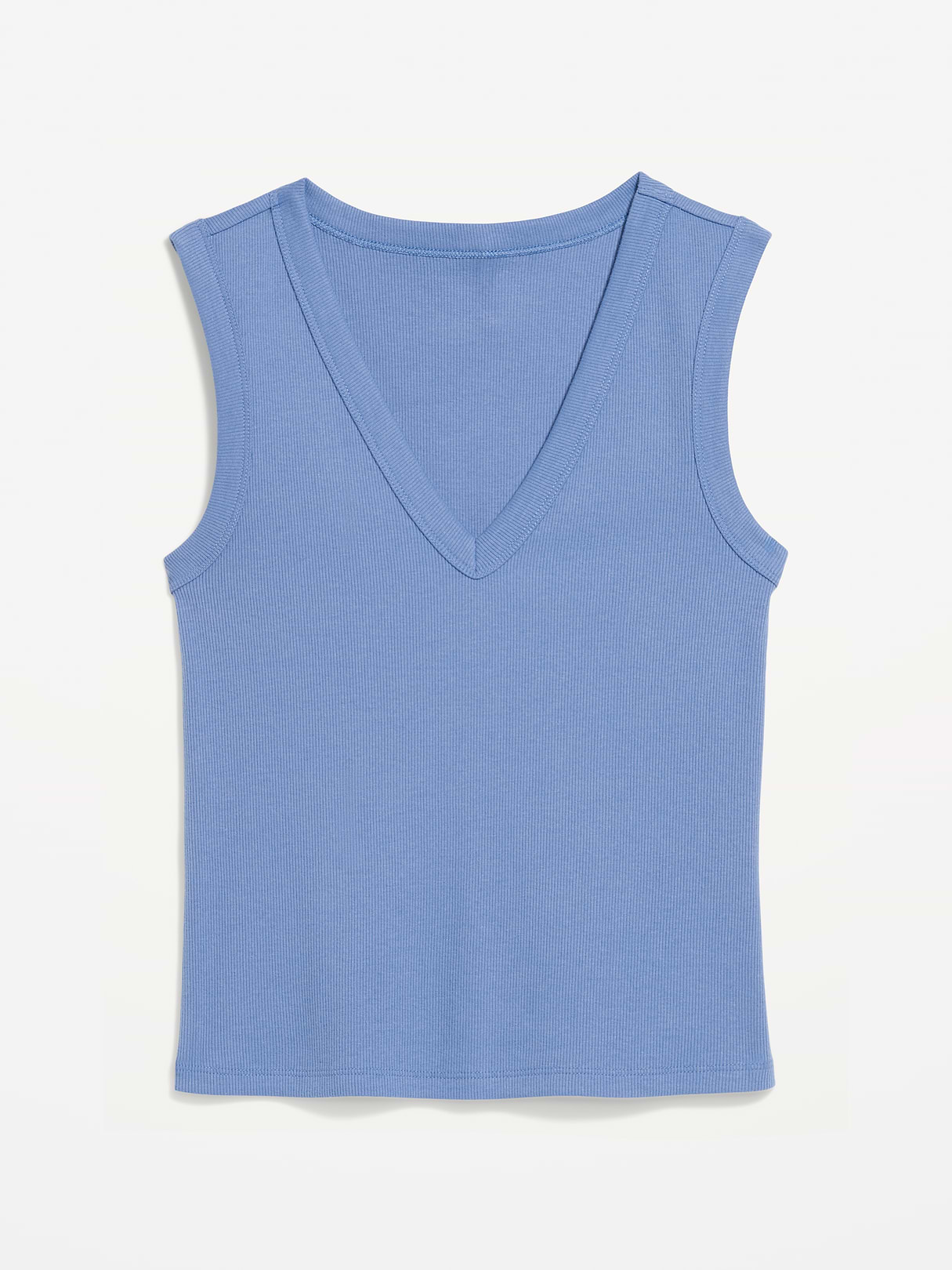 Snug Crop V-Neck Ribbed Tank Top - Hyacinth