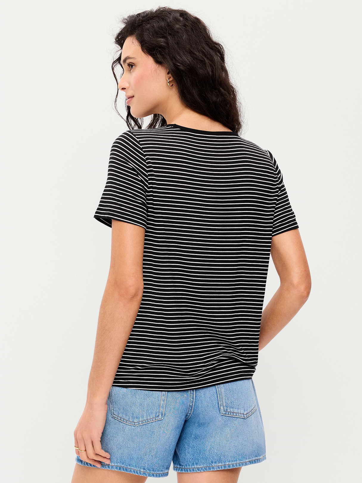 Luxe Crew-Neck T-Shirt - Black/White Stripe