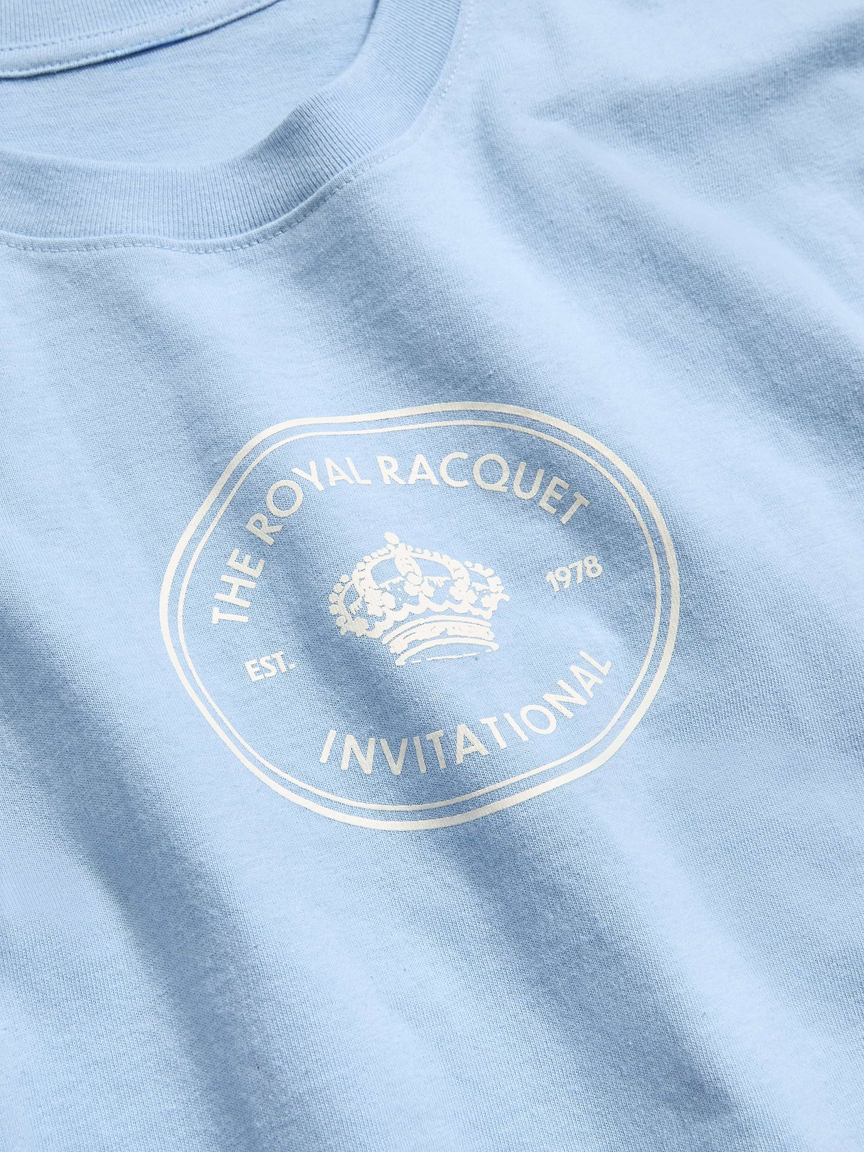 Vintage Crew-Neck Oversized Crop Graphic T-Shirt - Monet Blue