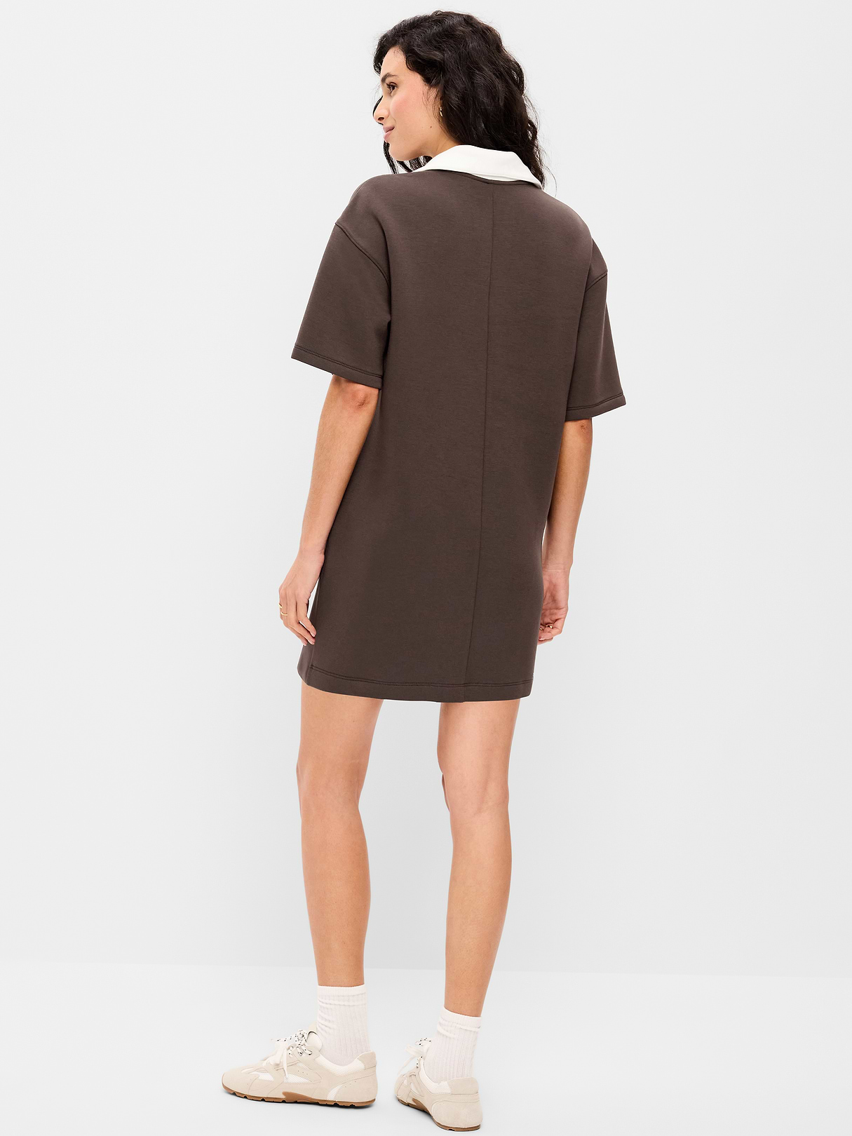 Bounce Fleece Short-Sleeve Polo Dress - Black Coffee