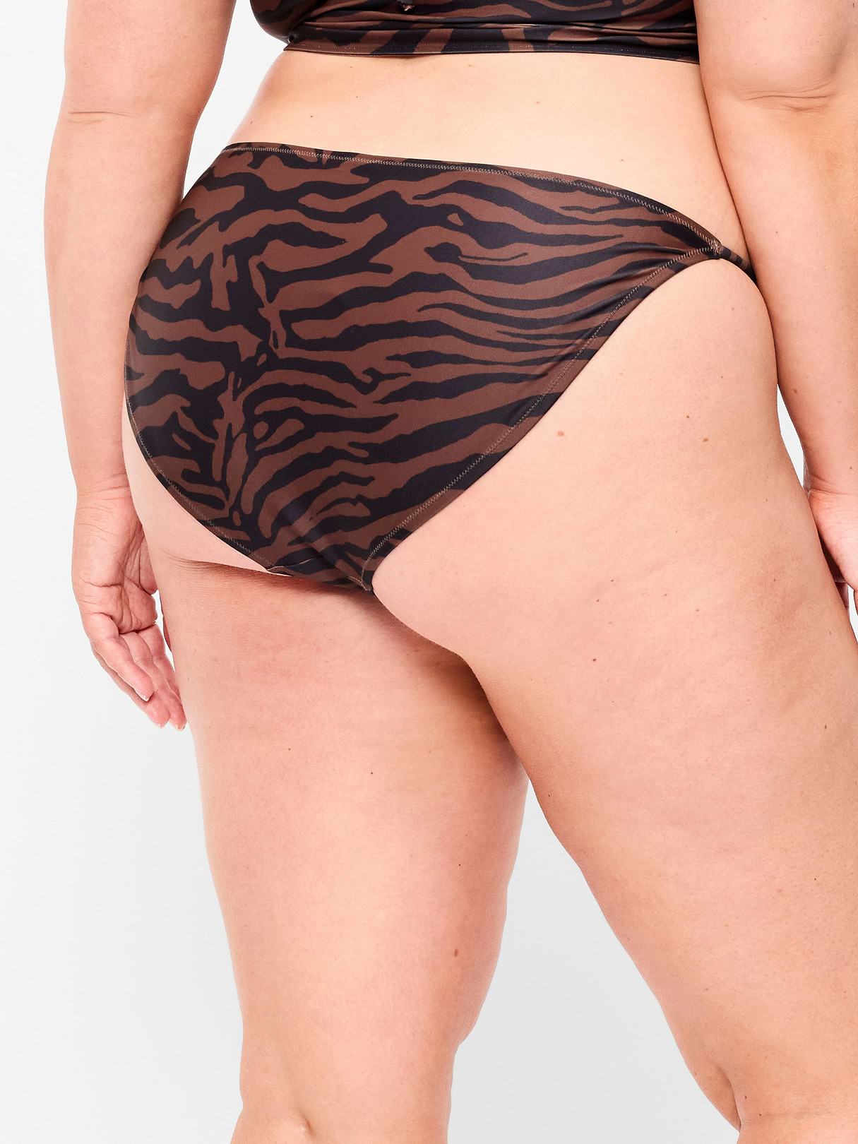 Beaded Mid-Rise Bikini Swim Bottoms - Zebra