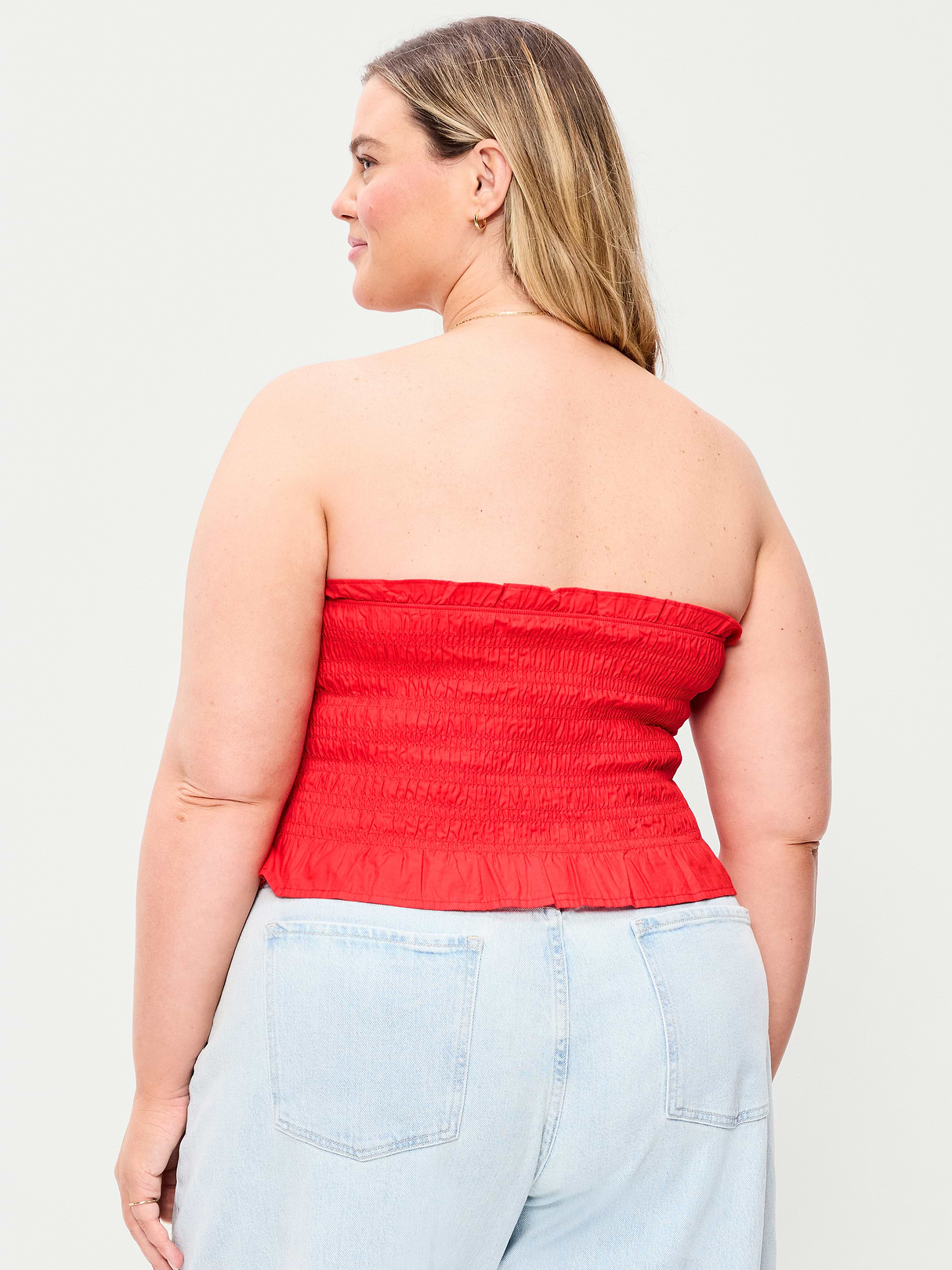 Smocked Bodice Tube Top - Scotty Red
