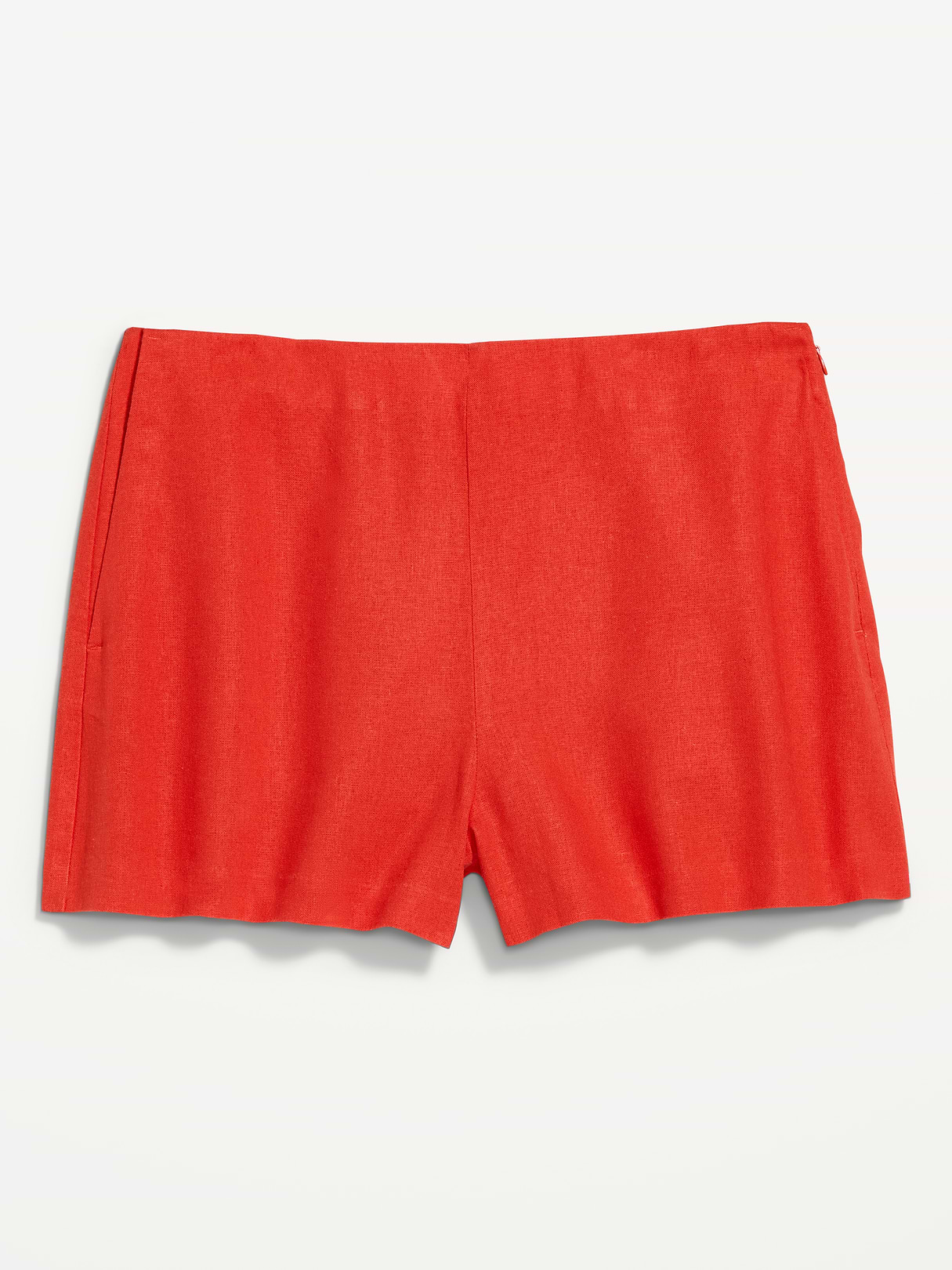 High-Waisted Linen-Blend Micro Shorts - Moonfish Orange