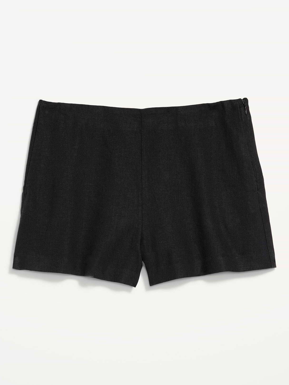 High-Waisted Linen-Blend Micro Shorts - Black Jack