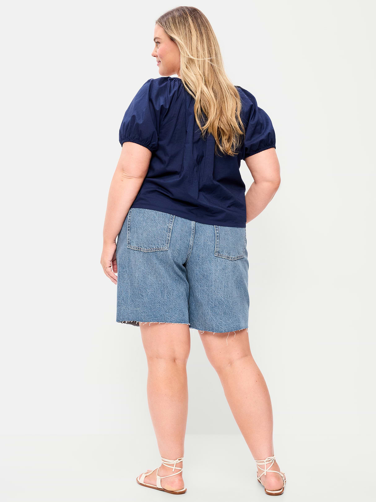 Mid-Rise Baggy Jean Cut-Off Shorts -- 9-inch inseam - Vivien