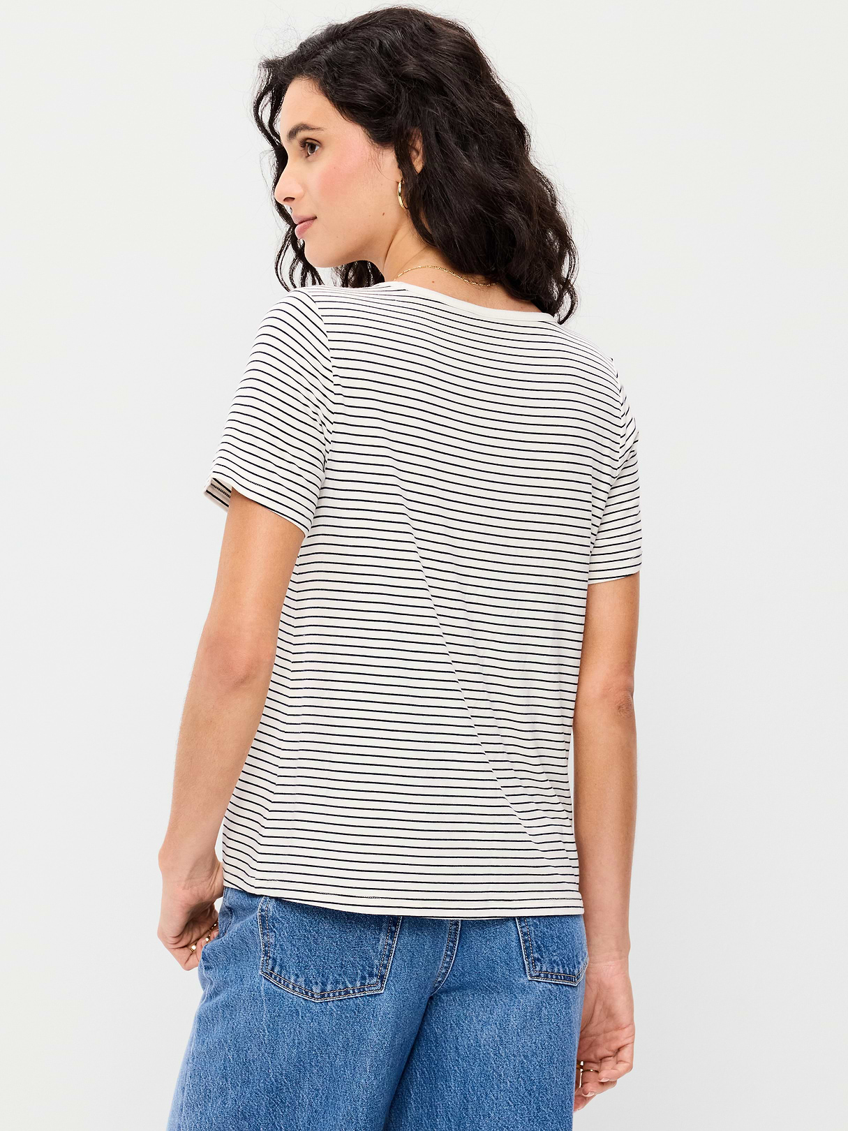 Luxe Slub-Knit T-Shirt - Small Navy Stripe