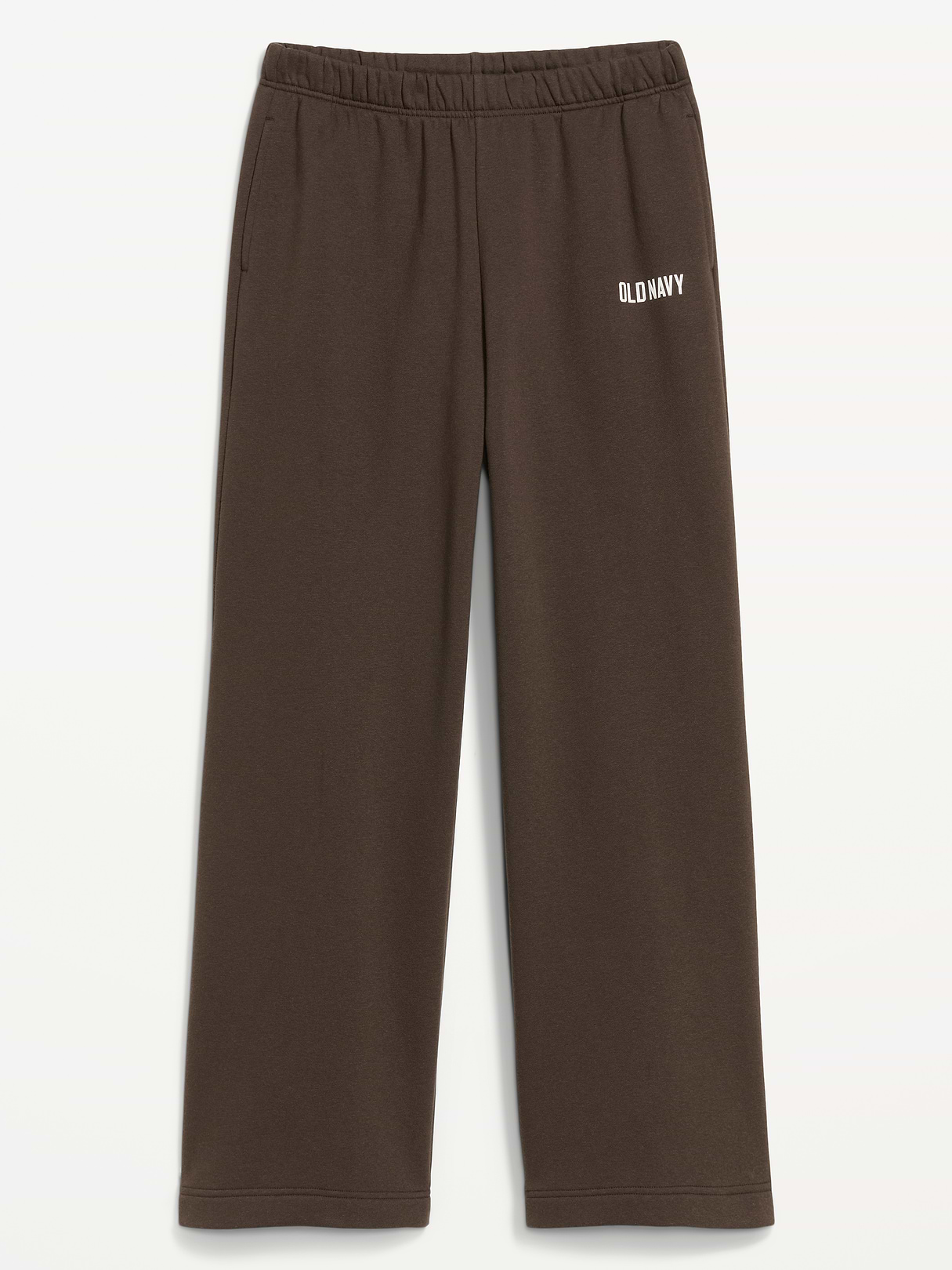 High-Waisted Fleece Wide-Leg Sweatpants - Black Coffee