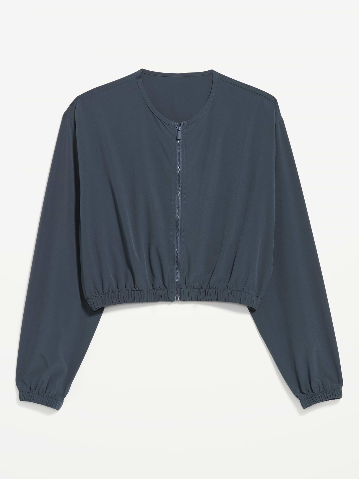 Zip-Front Cropped Tennis Jacket - Dusk Navy
