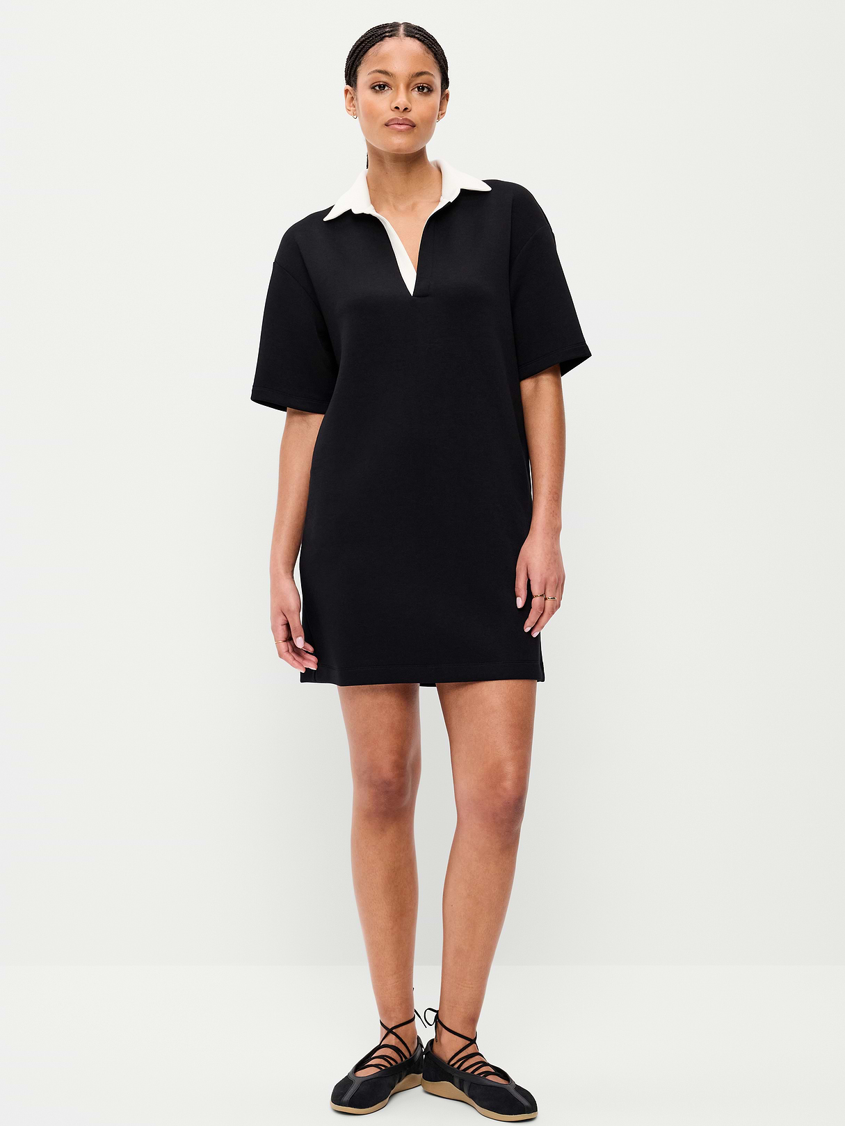 Bounce Fleece Short-Sleeve Polo Dress - Black Jack