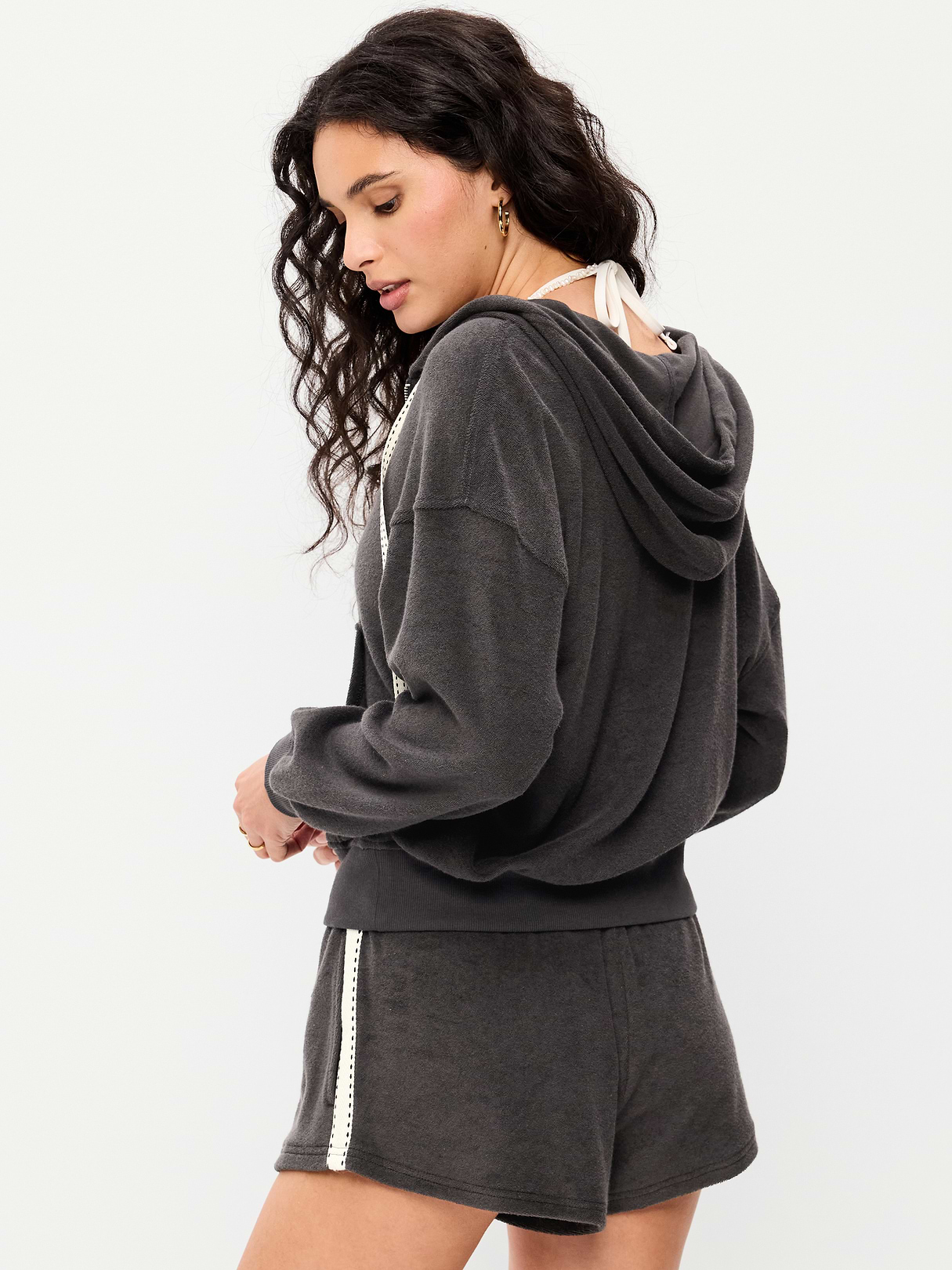 Terry Cloth Full-Zip Hoodie Sweatshirt - Panther