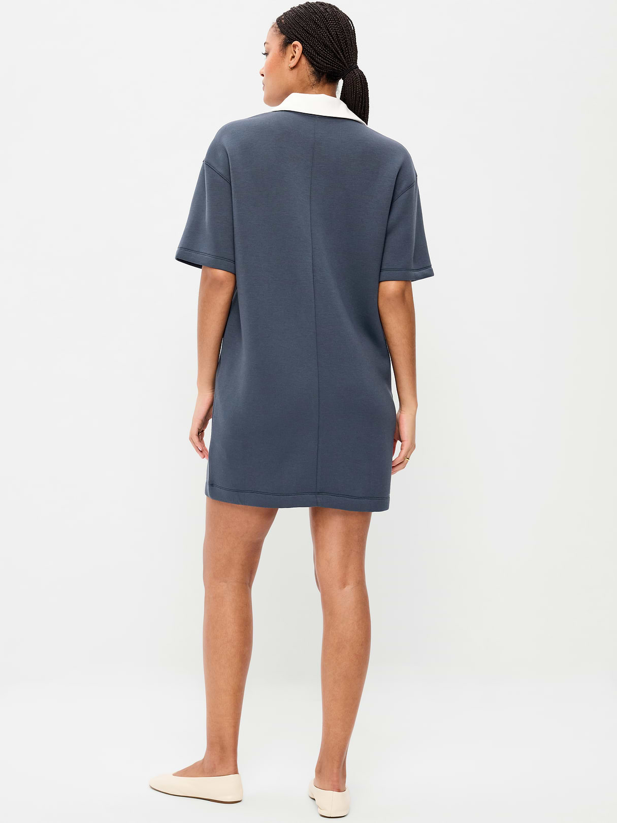Bounce Fleece Short-Sleeve Polo Dress - Dusk Navy