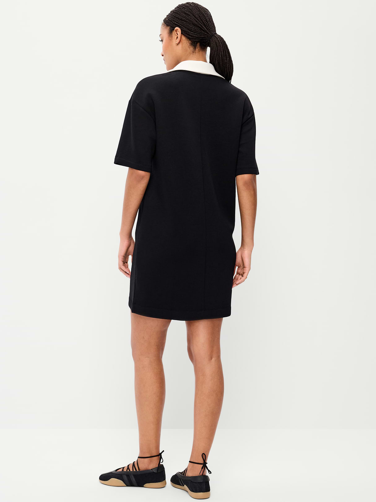Bounce Fleece Short-Sleeve Polo Dress - Black Jack