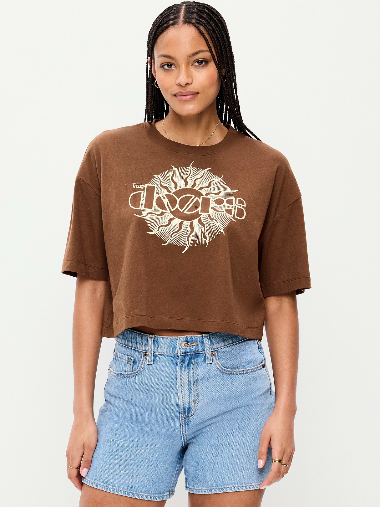 Johnny Cash™ Crew-Neck Oversized Crop T-Shirt - Coco de mer