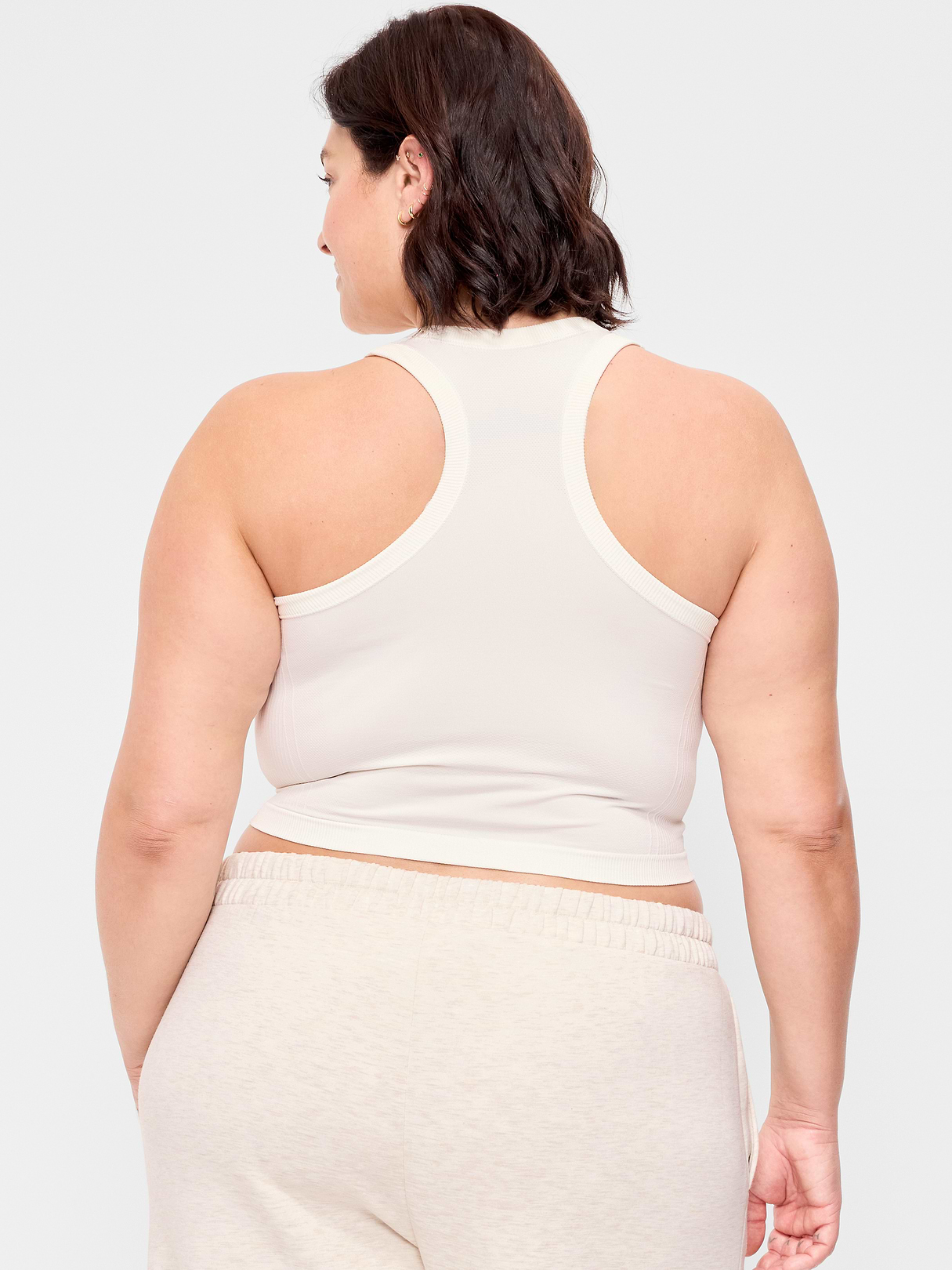 Seamless Fitted High-Neck Crop Top - Magnolia