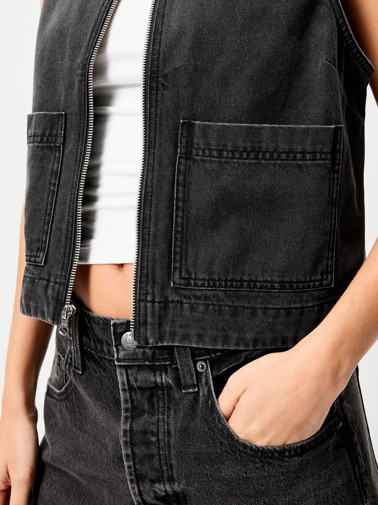 Zip-Front Utility Vest - Coal