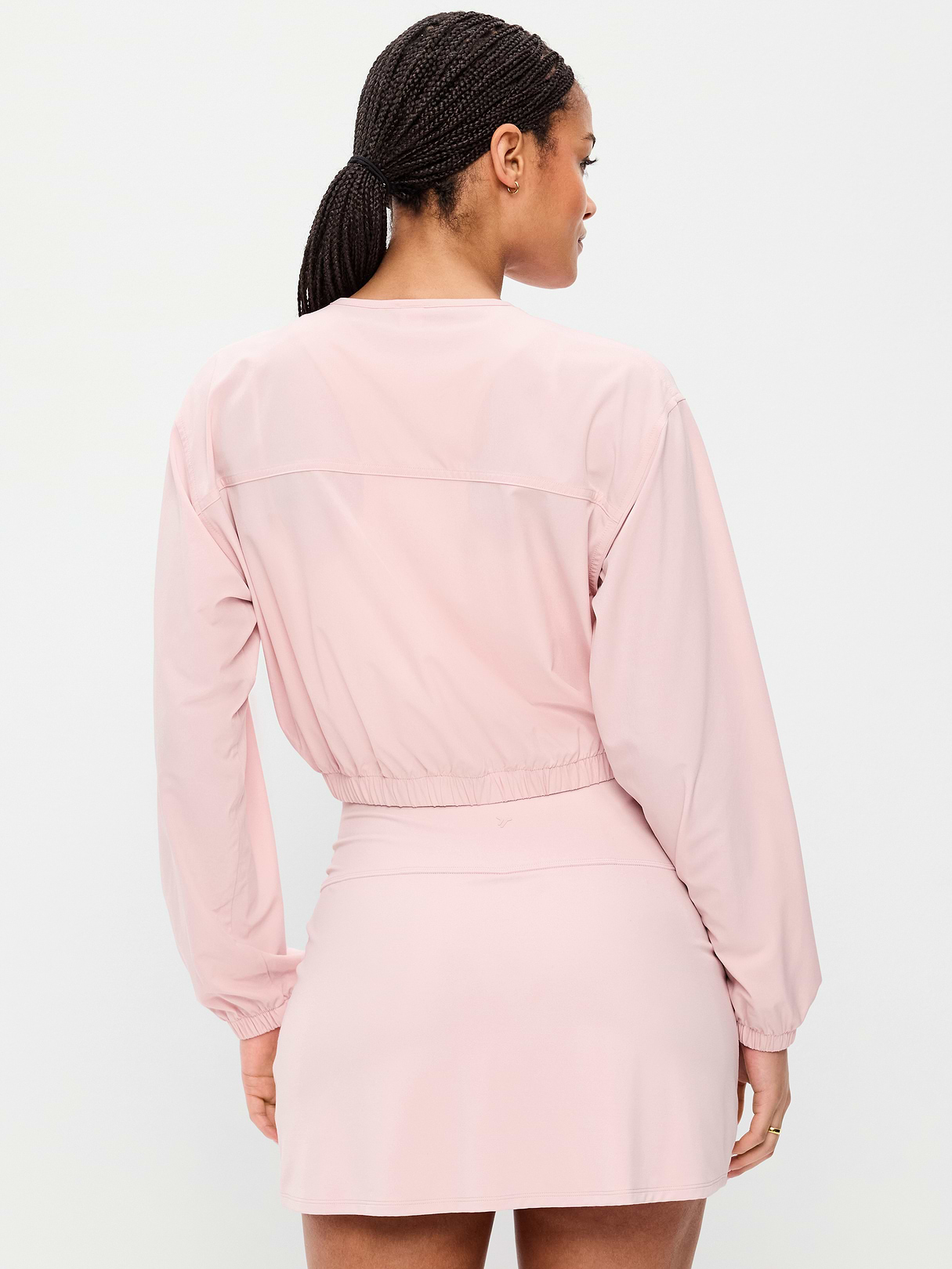 Zip-Front Cropped Tennis Jacket - Fairytale Rose