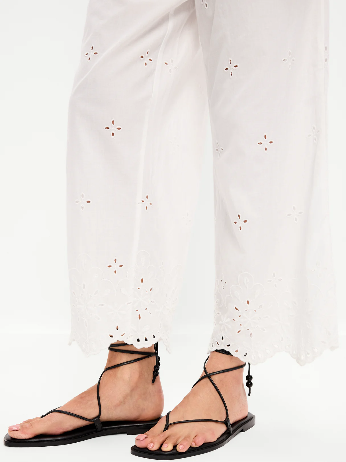 High-Waisted Cut Out Wide-Leg Pant - White Lilies