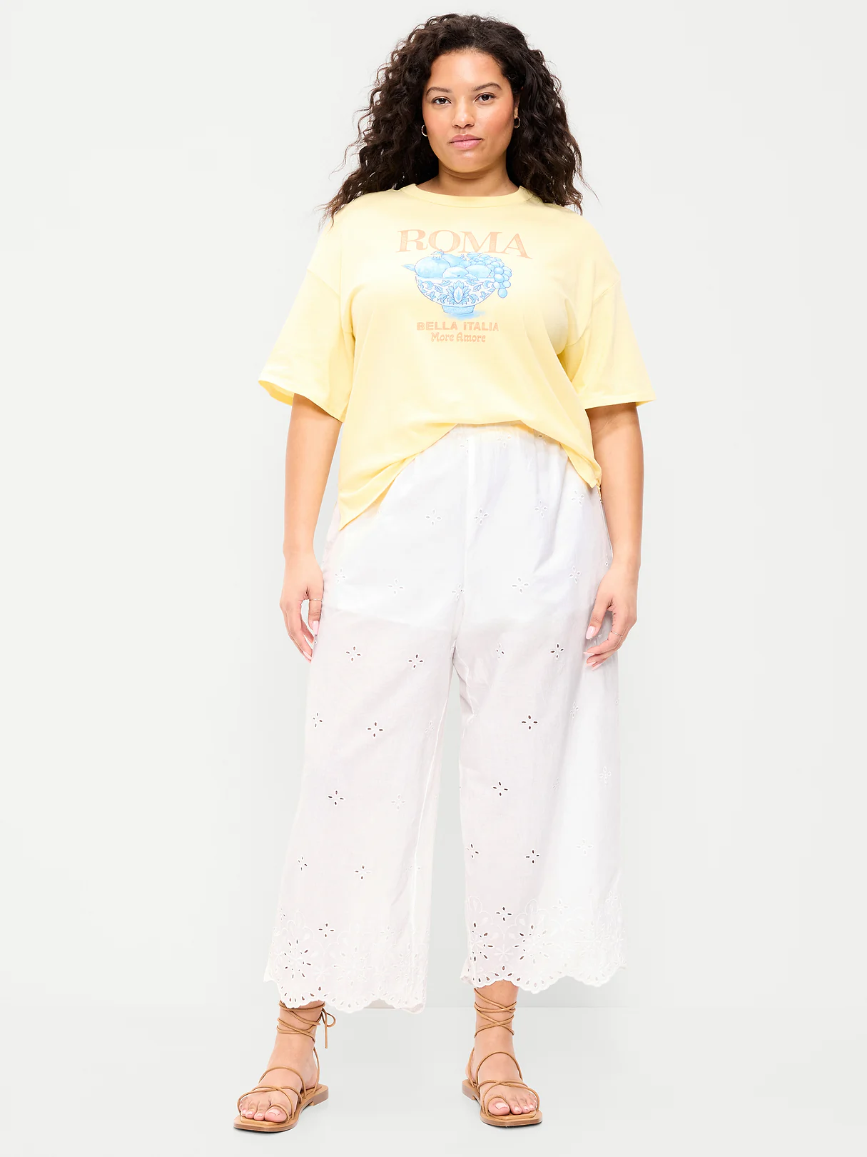High-Waisted Cut Out Wide-Leg Pant - White Lilies