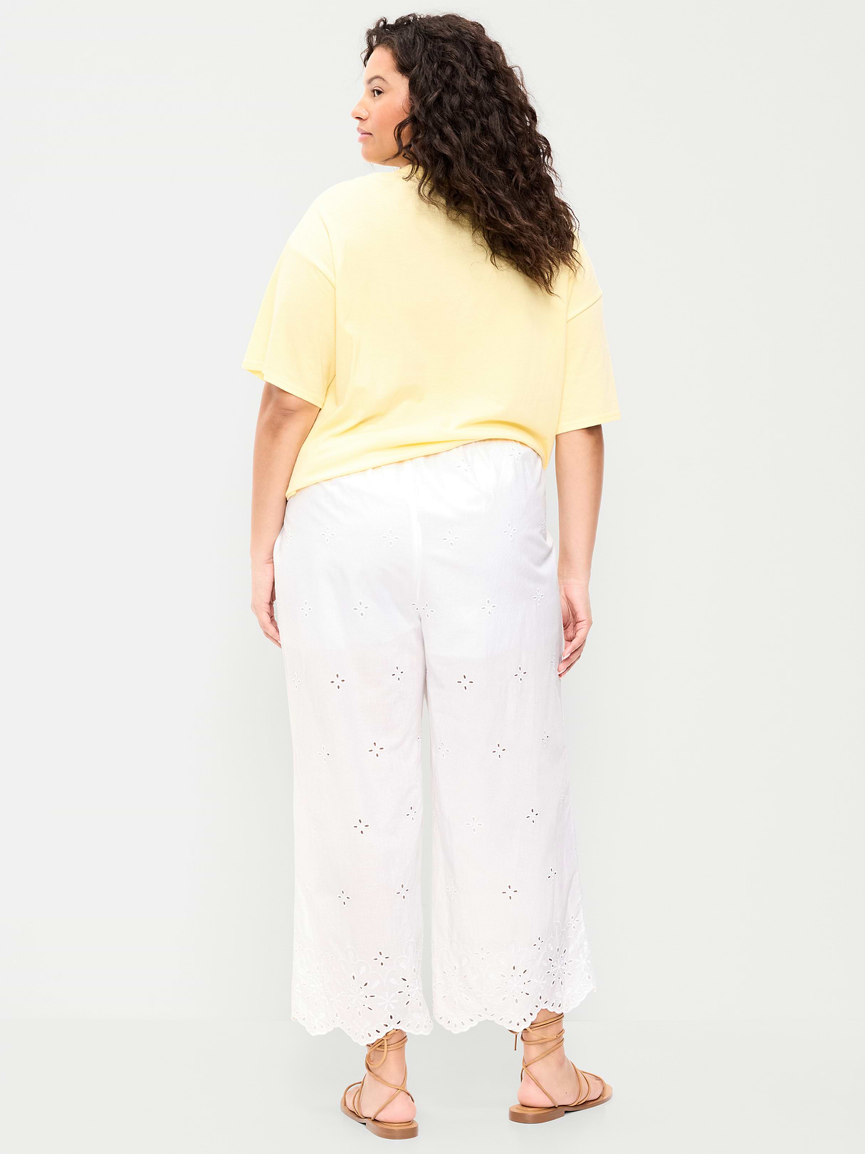 High-Waisted Cut Out Wide-Leg Pant - White Lilies