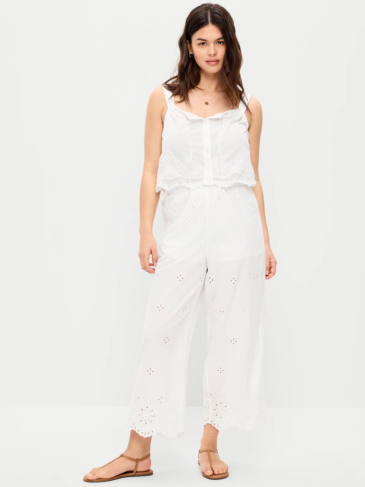 High-Waisted Cut Out Wide-Leg Pant - White Lilies