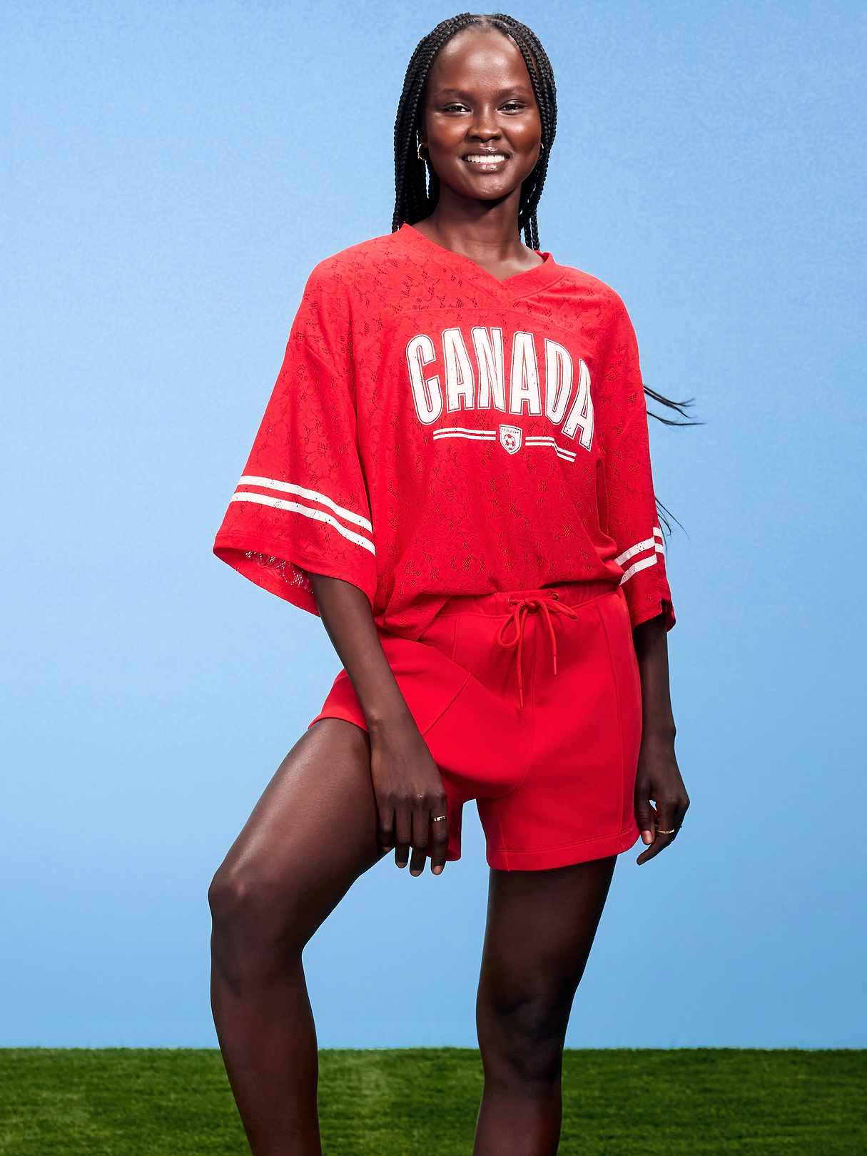 FIFA World Cup 26™ France Boxy Lace V-Neck T-Shirt for Women - Canada