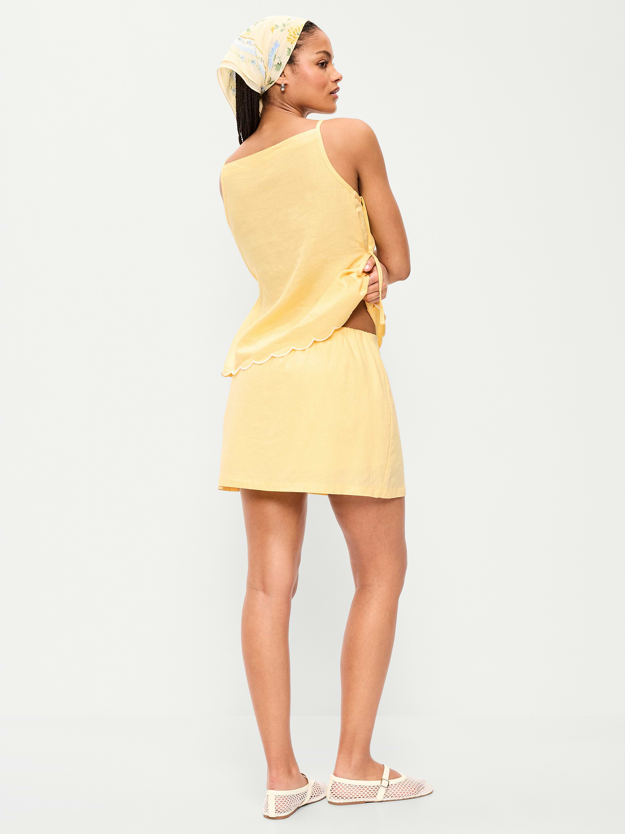 Linen-Blend Micro Skort - Sunbeam